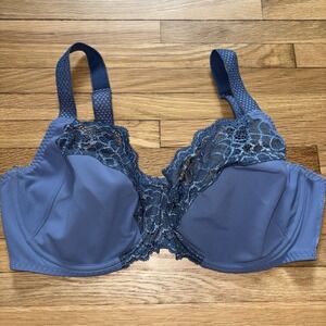 Simone Perele Bra Caresse Full-Cup Unlined Underwire Blue Lace 38E Support Sexy